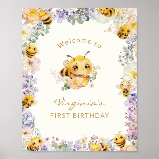 Bee Birthday Welcome Poster (Vorne)