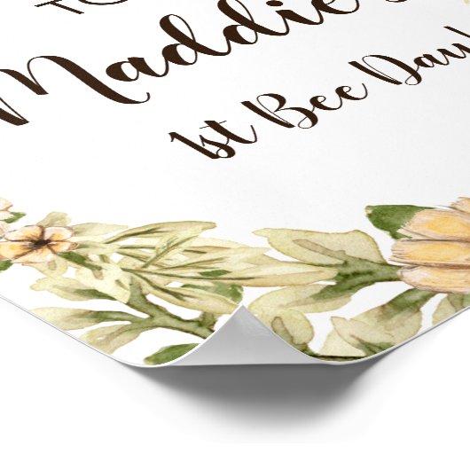 Bee Birthday Welcome Sign 8x10" Poster (Ecke)