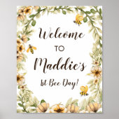 Bee Birthday Welcome Sign 8x10" Poster (Vorne)