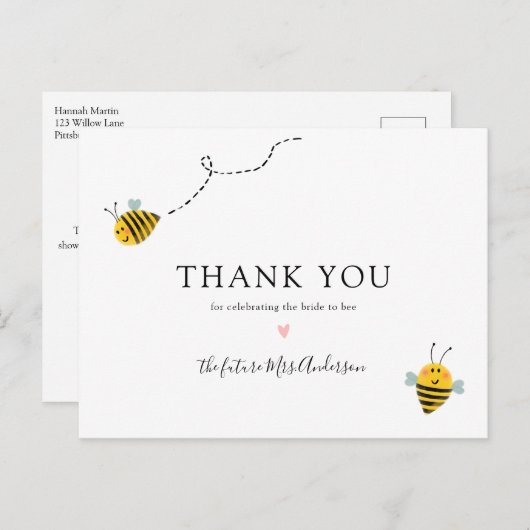 Bee Brautparty Vielen Dank Postcard Postkarte (Vorne/Hinten)