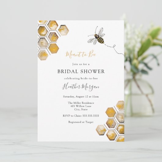 Bee Bridal Dusche Einladung (Stehend Vorderseite)
