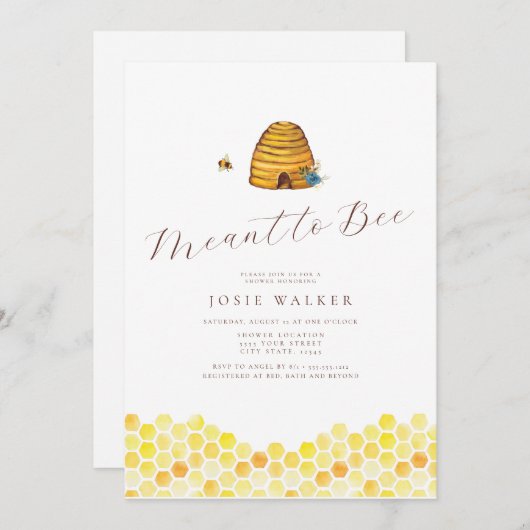 Bee Bridal Dusche Einladung (Vorne/Hinten)