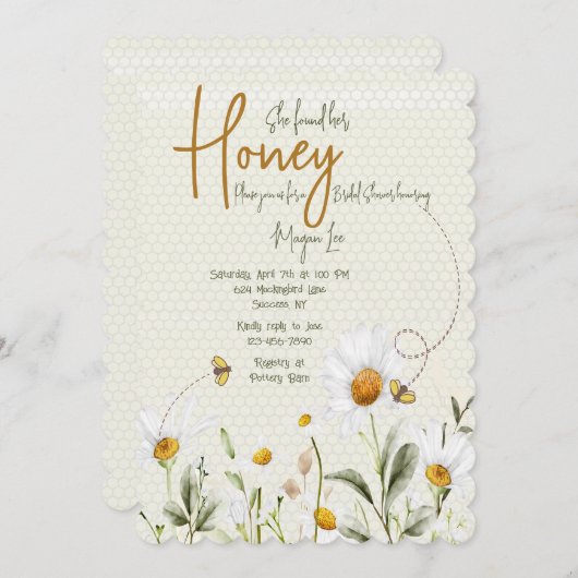 Bee Bridal Shower Einladung (Vorne/Hinten)