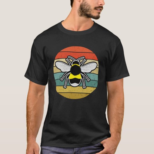 bee bumblebee insect animal love retro T-Shirt (Vorderseite)