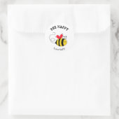 Bee Button Abzeichen Bee Happy Runder Aufkleber (Tasche)