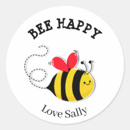 Bee Button Abzeichen Bee Happy Runder Aufkleber