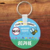 Bee Careful Nut Allergy Alert Kids Personalized Schlüsselanhänger (Vorderseite)