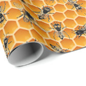 Bee Colony Golden Honeycomb Geschenkpapier (Rolleneckpunkt)