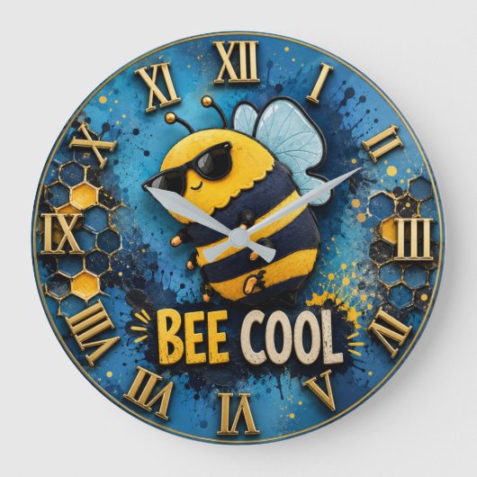 Bee Cool Funny Bee Große Wanduhr (Vorderseite)
