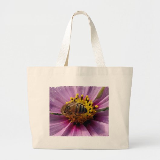 Bee Cosmo, Honey Bee und Cosmo Blume Jumbo Stoffbeutel (Vorne)