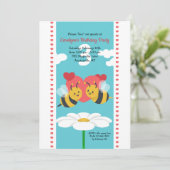 Bee Couple Birthday Party Einladungen (Stehend Vorderseite)