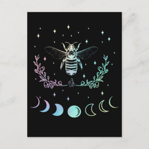 Bee Crescent Moon Wicca Pastel Goth Insect Hexy Postkarte