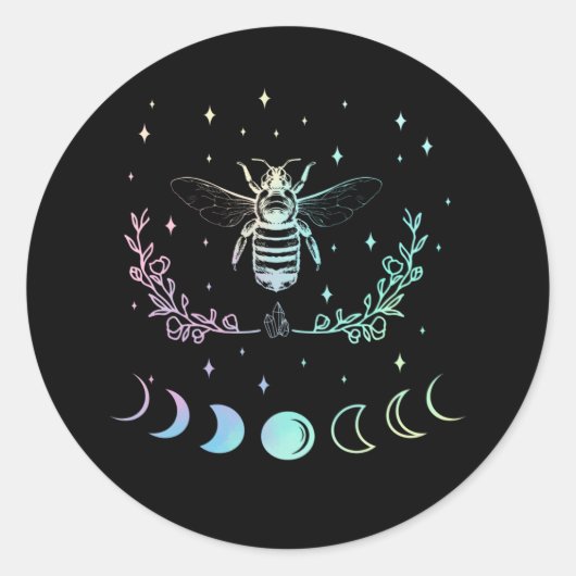 Bee Crescent Moon Wicca Pastel Goth Insect Hexy Runder Aufkleber (Vorderseite)
