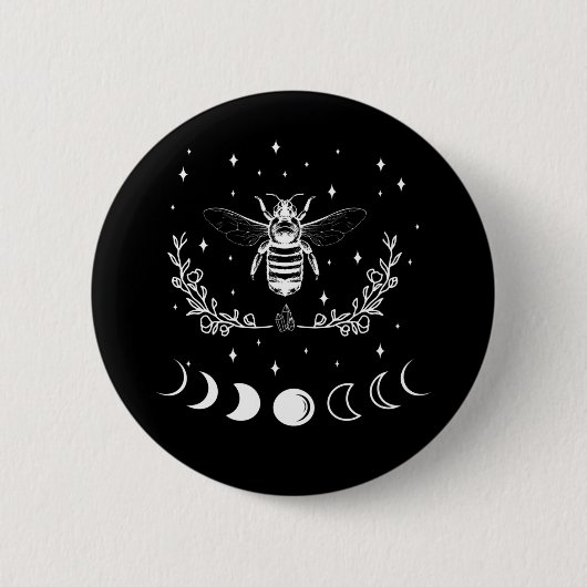 Bee Crescent Moon Witchcraft Wicca Goth Insect Button (Vorderseite)