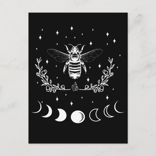 Bee Crescent Moon Witchcraft Wicca Goth Insect Postkarte (Vorderseite)