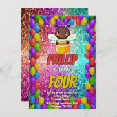 Bee Custom Charakter Geburtstag laden Einladung (Vorne/Hinten)