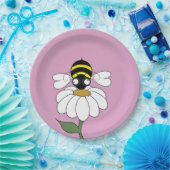 Bee & Daisy Pink Paper Plate Pappteller (Party)
