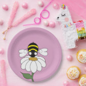 Bee & Daisy Pink Paper Plate Pappteller (Party)