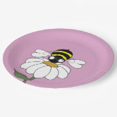 Bee & Daisy Pink Paper Plate Pappteller (Schrägansicht)