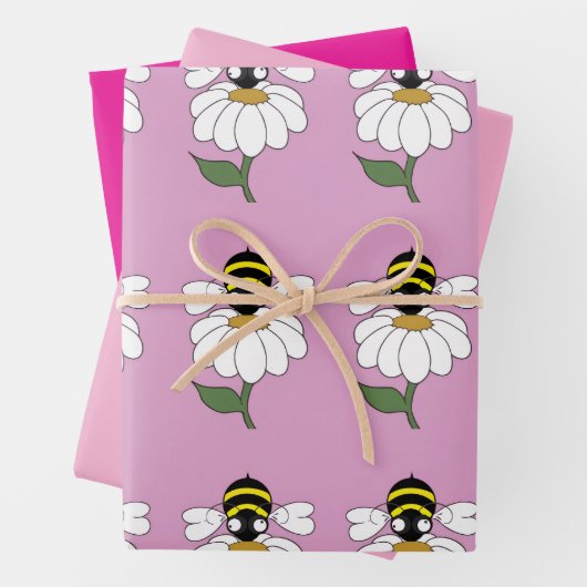 Bee Daisy Wrapping Paper Set Geschenkpapier Set (Beispiel)