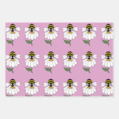 Bee Daisy Wrapping Paper (Set von 3) Geschenkpapier Set (Vorderseite 3)