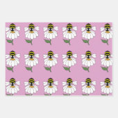 Bee Daisy Wrapping Paper (Set von 3) Geschenkpapier Set (Vorderseite 2)