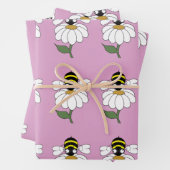 Bee Daisy Wrapping Paper (Set von 3) Geschenkpapier Set (Beispiel)