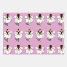 Bee Daisy Wrapping Paper (Set von 3)