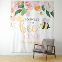 Bee Day Bumblebee 1. Geburtstag rosa Blumenbanner