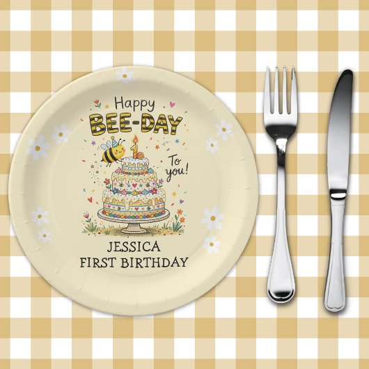 Bee Day First Birthday | Cute Bee Birthday Pappteller