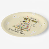 Bee Day First Birthday | Cute Bee Birthday Pappteller (Schrägansicht)
