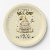Bee Day First Birthday | Cute Bee Birthday Pappteller (Vorderseite)