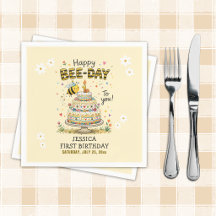 Bee Day First Birthday Party Paper Napkins