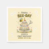 Bee Day First Birthday Party Paper Napkins Serviette (Vorderseite)