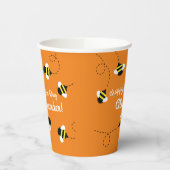 Bee Day Niedlich Kid's Birthday Round Paper Unters Pappbecher (Links)