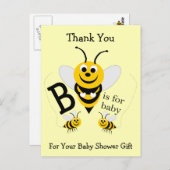 Bee Design Baby Dusche Vielen Dank Postkarte (Vorne/Hinten)