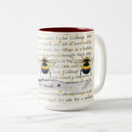 "Bee dich selbst" Zweifarbige Tasse (VorderseiteRechts)