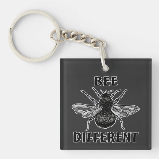 Bee Different Leopard Print Bumble Bee Honey Bee B Schlüsselanhänger (Vorderseite)