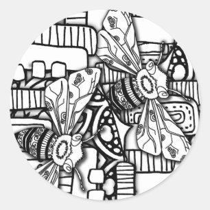 Bee Doodles Runder Aufkleber