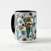 Bee-eaters, blue butterflies and daisies on white tasse (Vorderseite Links)