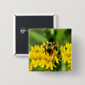 Bee Feasting on Butterfly Weed Wildflowers Button (Vorne & Hinten)