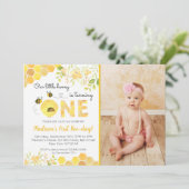 Bee First 1. Foto Geburtstagsparty Einladungen  (Stehend Vorderseite)