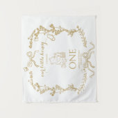 Bee First Birthday Banner Our Little Hunny Wandteppich (Vorderseite)