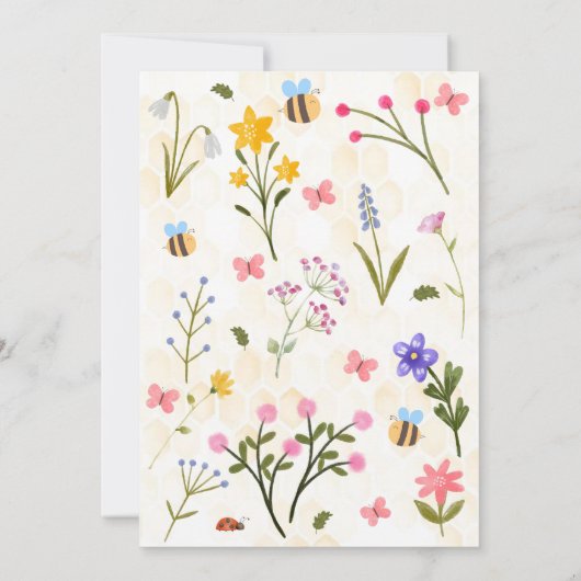 Bee First Birthday Einladung (Rückseite)