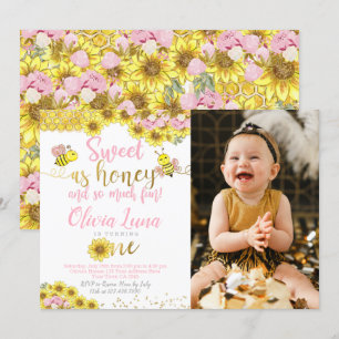 Bee First Birthday Einladung