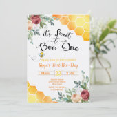 Bee First Birthday Invite First Biene Day Einladung (Stehend Vorderseite)