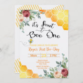 Bee First Birthday Invite First Biene Day Einladung (Vorne/Hinten)