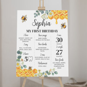 Bee First Birthday Milestone Sign Poster