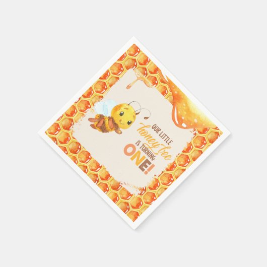 Bee First Birthday Napkin Serviette (Ecke)