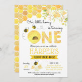 Bee First Birthday Party Einladungen Humble Bee (Vorne/Hinten)